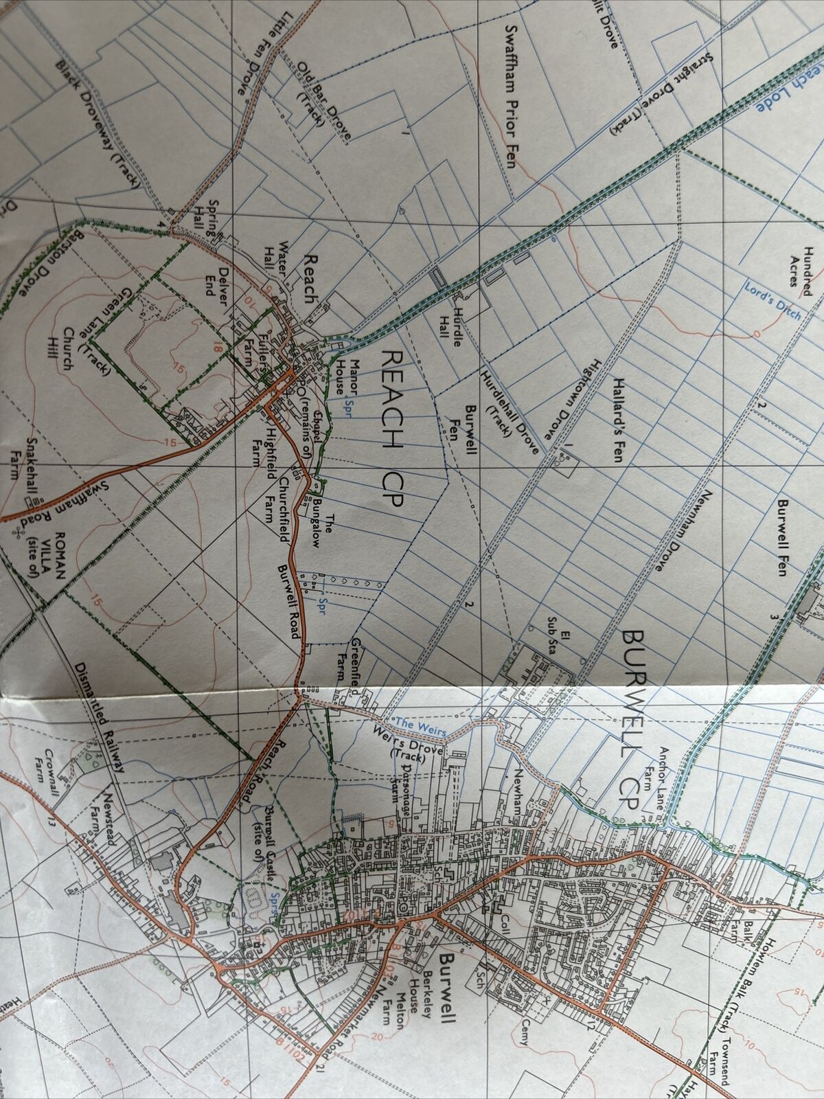 CAMBRIDGE NORTH & BURWELL  Ordnance Survey Pathfinder Map 982 TL46/56 1985