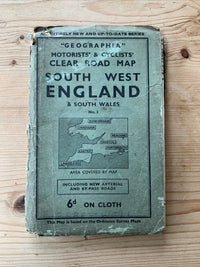 SOUTH WEST ENGLAND & SOUTH WALES Geographia No 2 Cloth Map 1930s?