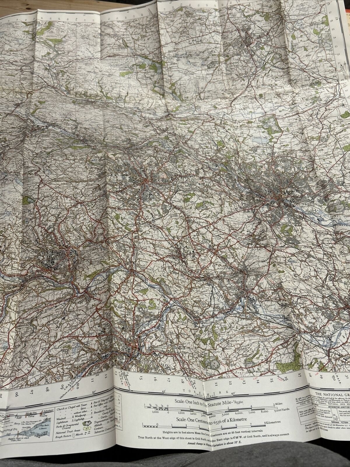 LEEDS & BRADFORD Ordnance Survey Map One Inch 1947 Sheet 96 Paper Sixth Edition