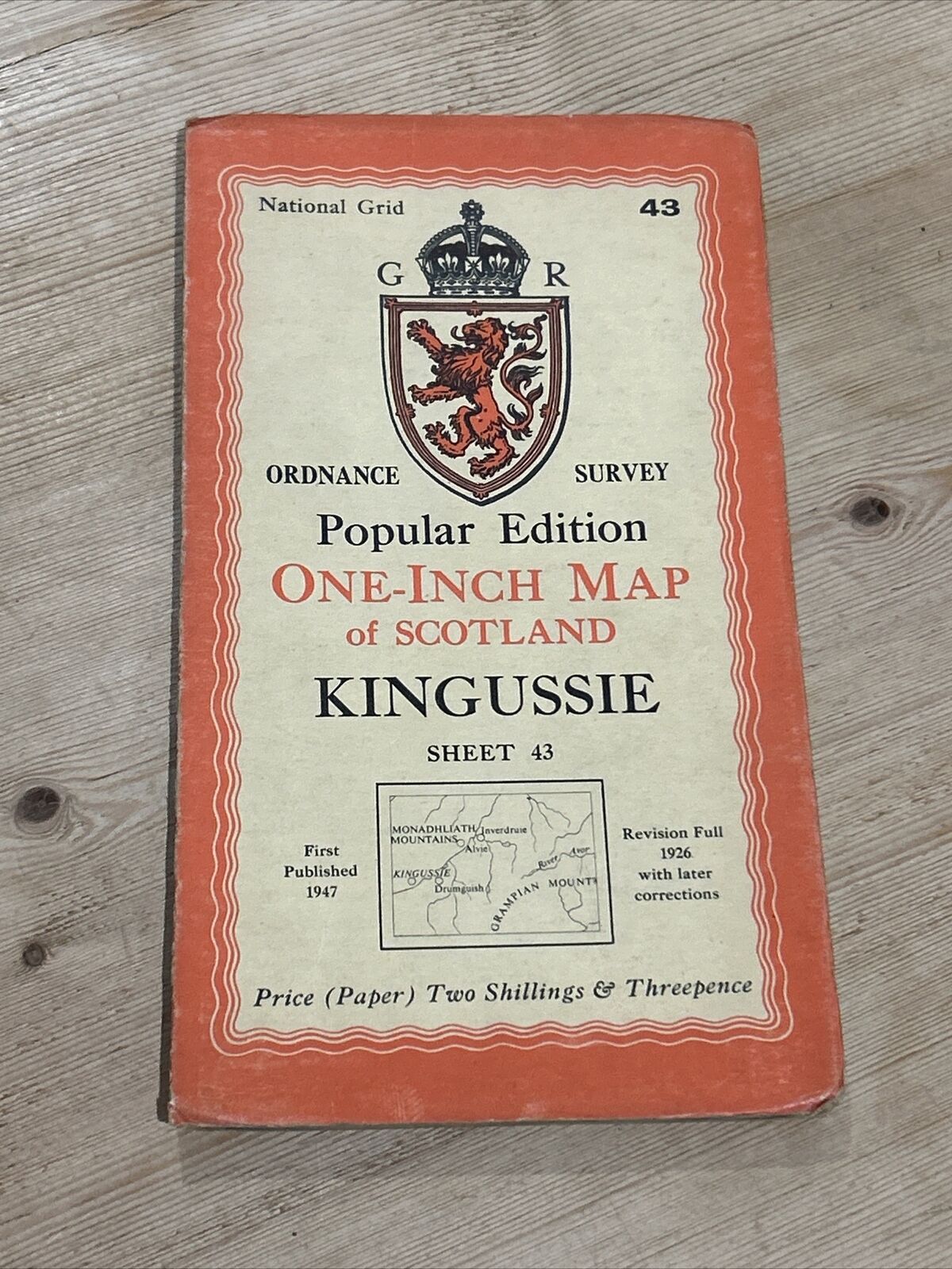 KINGUSSIE Ordnance Survey One Inch Sheet 43 Popular Ed 1947 Aviemore Ben Macdhui