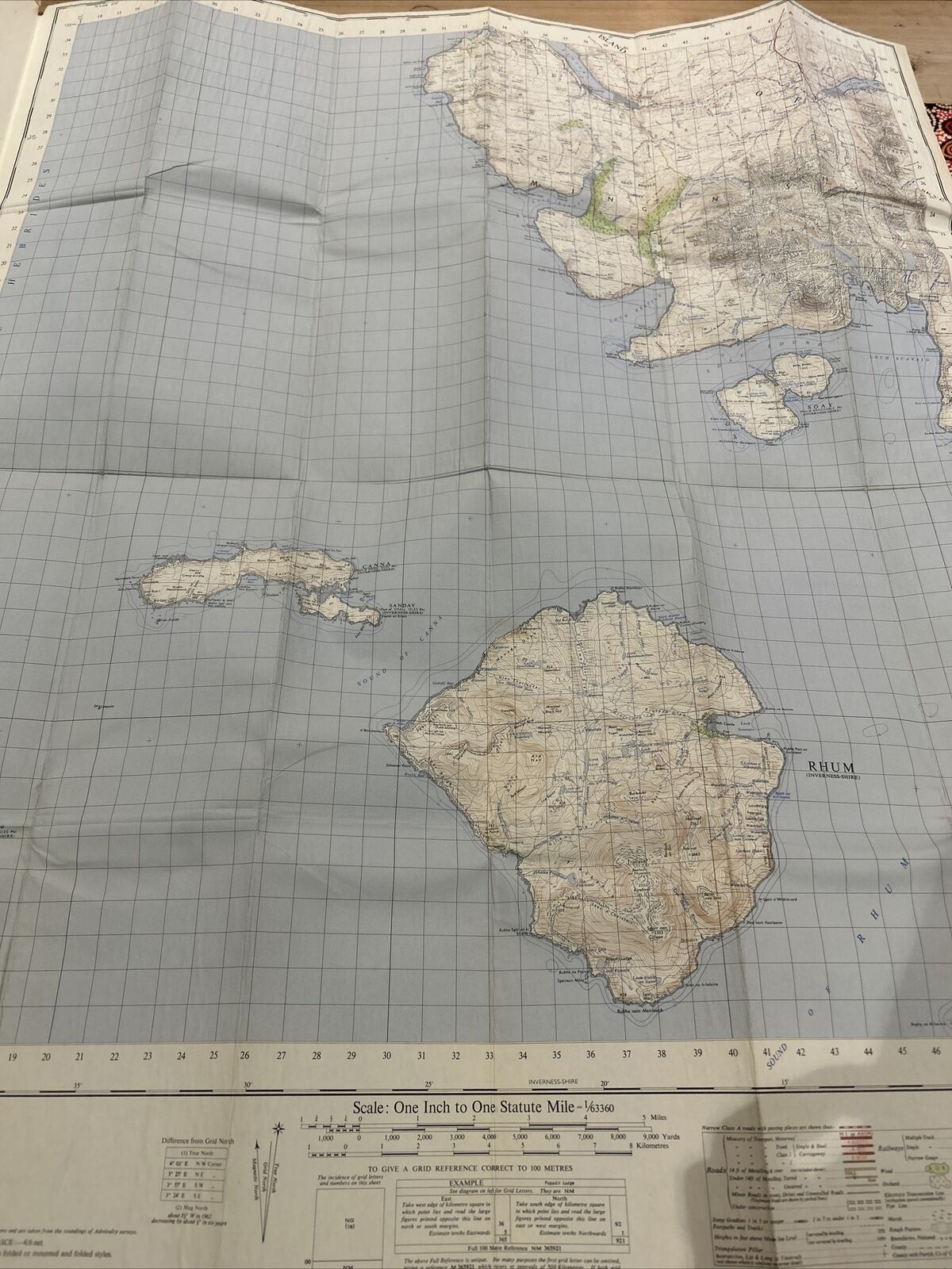 RHUM & Part Of SKYE No 33 1957 CLOTH Seventh Series Ordnance Survey One Inch Map