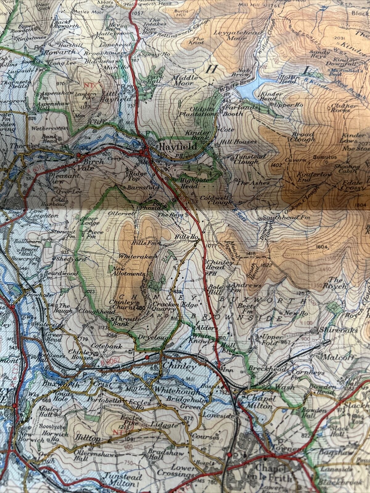 PEAK DISTRICT Ordnance Survey One Inch Paper Tourist Map 1957 Buxton Matlock