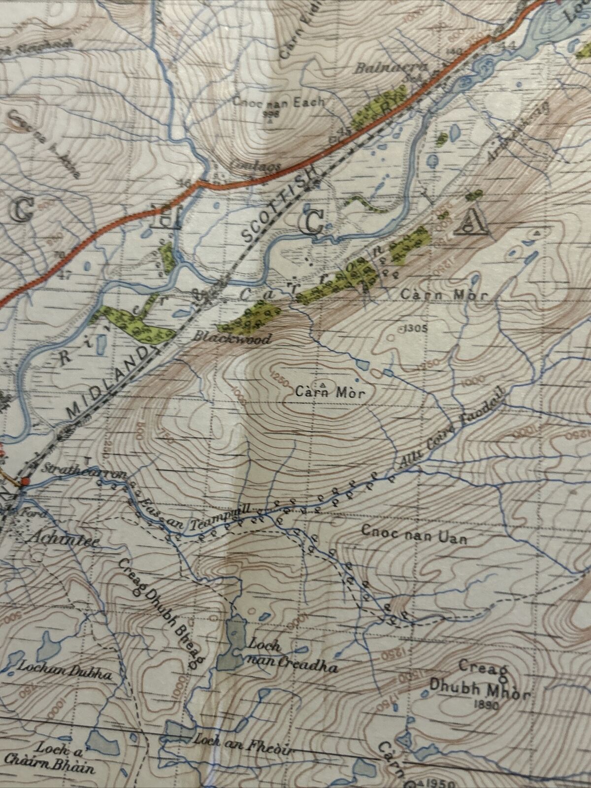 LOCHCARRON & DORNIE Ordnance Survey CLOTH One Inch Sheet 36 Popular 1947