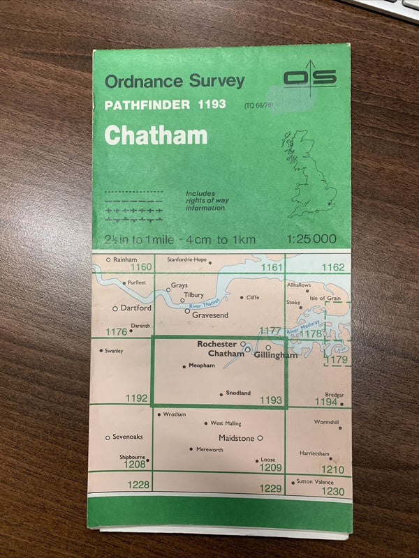 CHATHAM Pathfinder Ordnance Survey Sheet No 1193 1:25000 1989 Medway Rochester