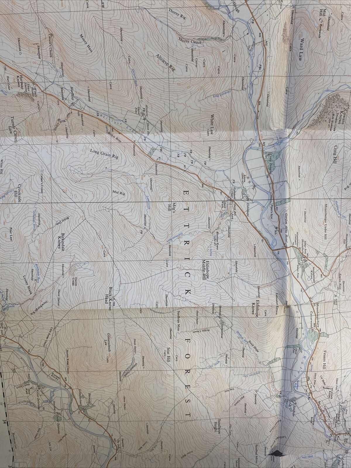 YARROW Ordnance Survey Second Series Pathfinder Map NT 22/32 1966