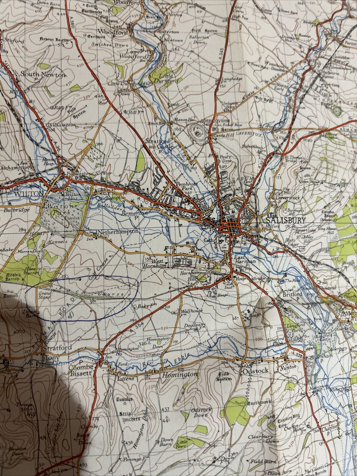 SALISBURY - 1940 Cloth Sixth Edition Ordnance Survey One Inch Sheet 167 Pewsey