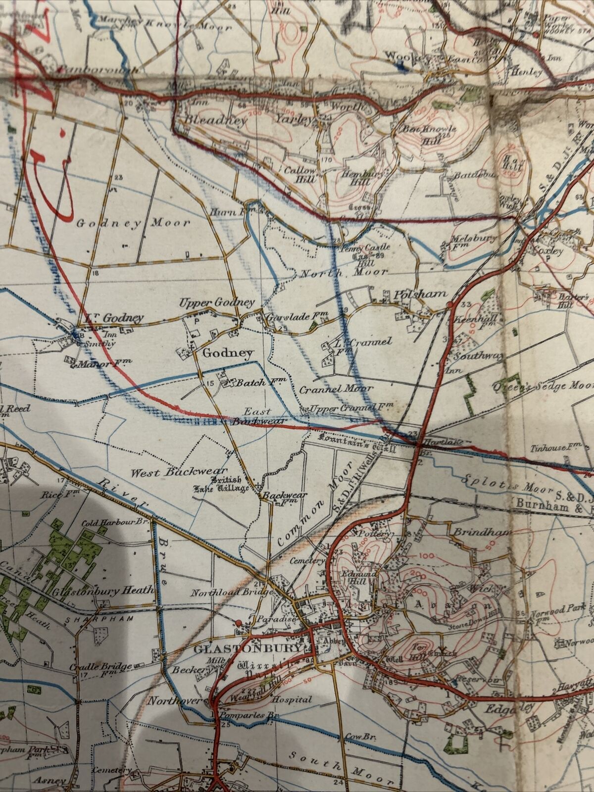 WESTON UPER MERE Cloth Ordnance Survey 1 Inch Map 1918 Clevedon Bridgewater