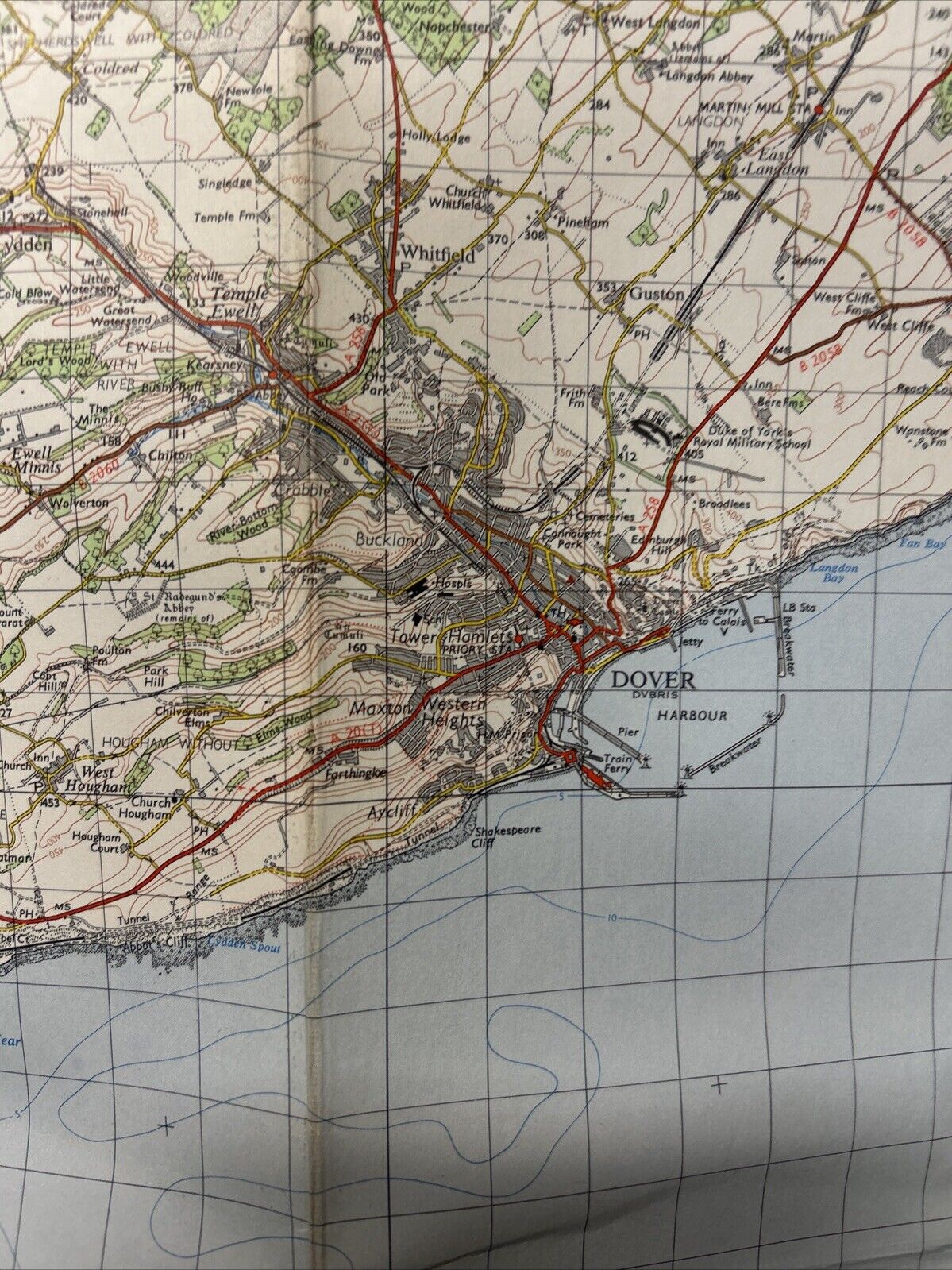 EAST KENT Ordnance Survey Seventh Series Cloth  One inch 1959 Sheet 173 Walmer