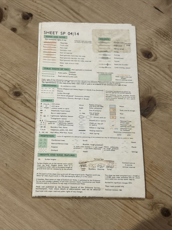 VALE OF EVESHAM Ordnance Survey Pathfinder Map SP04/14  1981