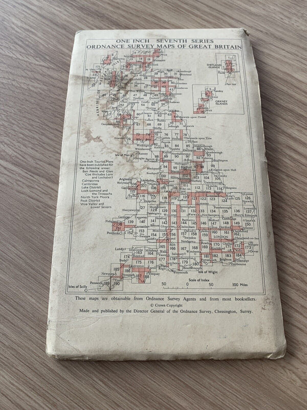 Vintage Ordnance Survey Seventh Series CLOTH 1-inch NORWICH  - 1954 Sheet 126
