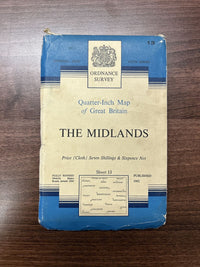 THE MIDLANDS Sheet 13 Fifth Series CLOTH Ordnance Survey Quarter Inch 1962