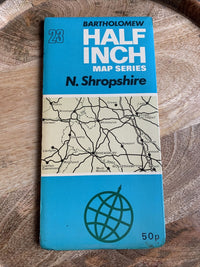 NORTH SHROPSHIRE Bartholomew - Half Inch Map 1974 No 23 Shrewsbury Stafford