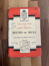 SOUND OF MULL Ordnance Survey Seventh Series Paper One inch 1956 Sheet 45 Ulva