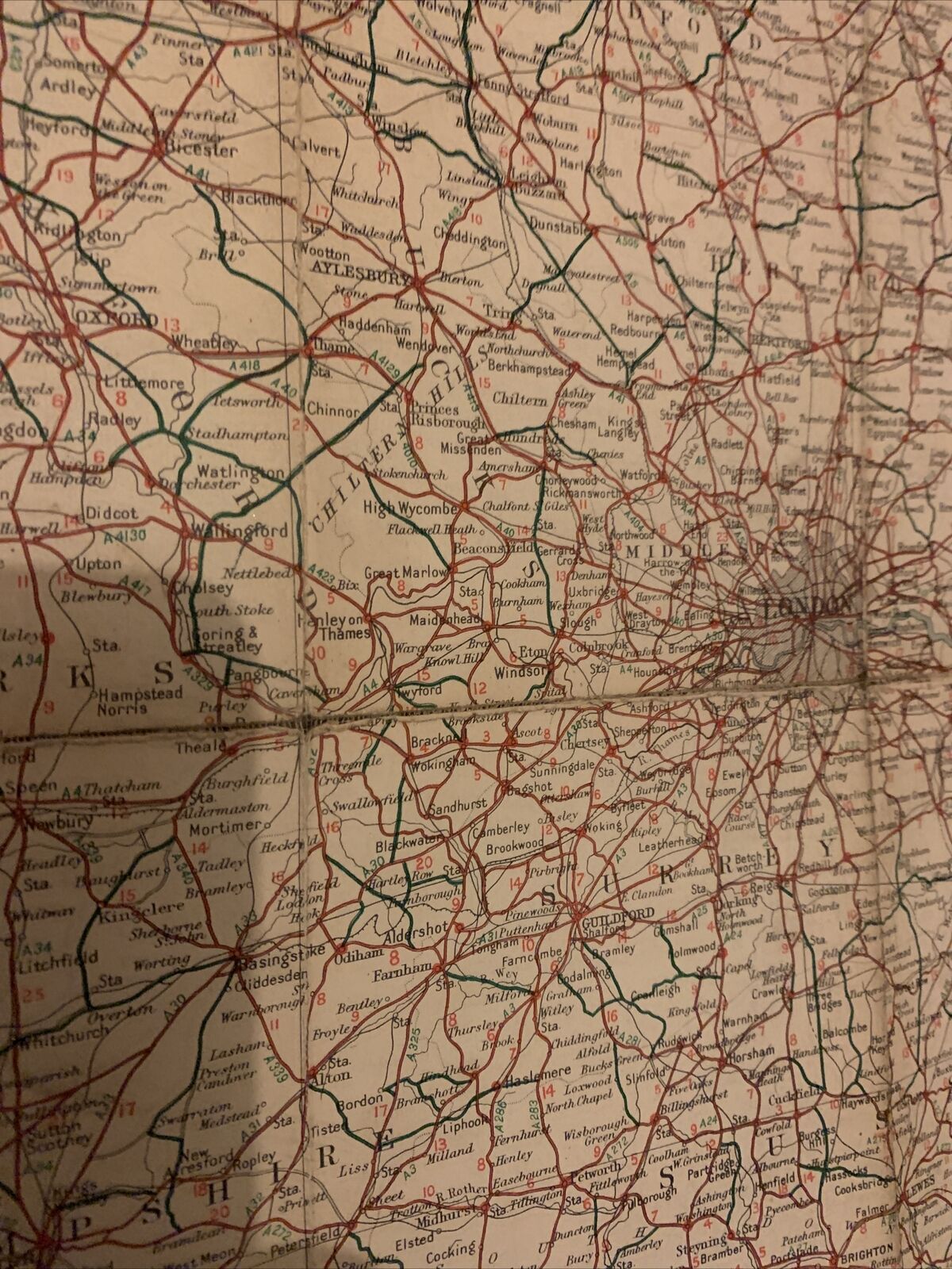 ENGLAND & WALES W & AK Johnstons Motoring & Touring Map CLOTH 1930s?