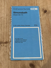 SIMONSBATH Ordnance Survey Sheet SS73 Map 1:25000 First Series 1963 Twitchen