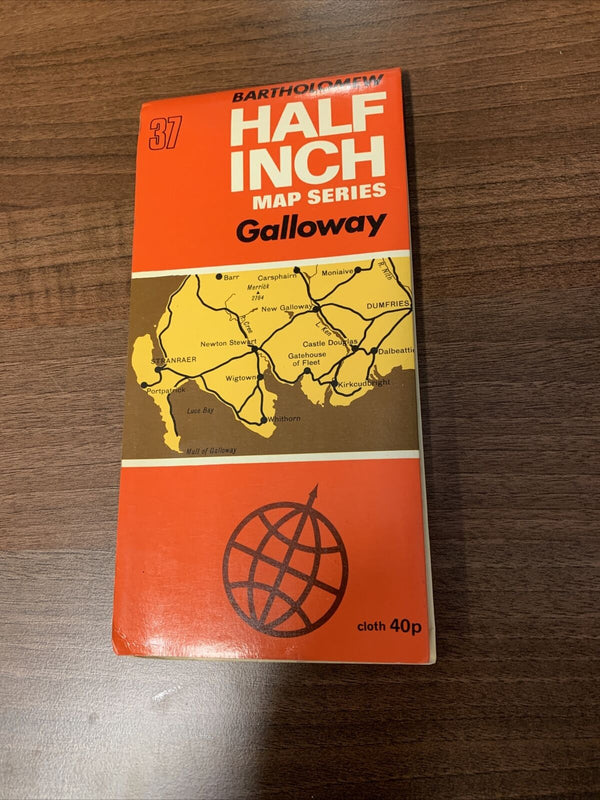 GALLOWAY Scotland Bartholomew Half Inch CLOTH Map No 37 1969 Stranraer Luce Bay