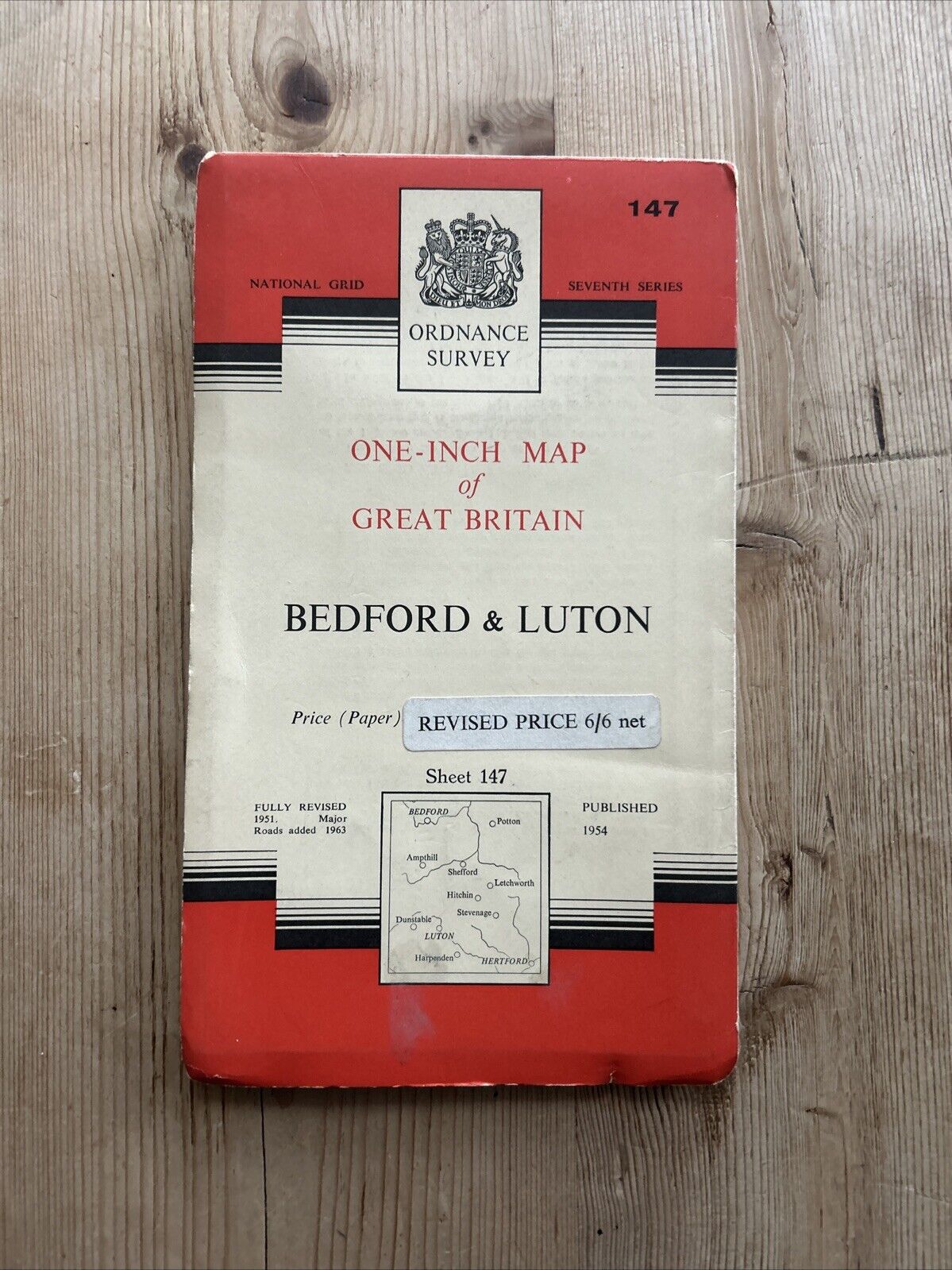 BEDFORD & LUTON Ordnance Survey Seventh Series One inch 1954 Sheet 147 Baldock