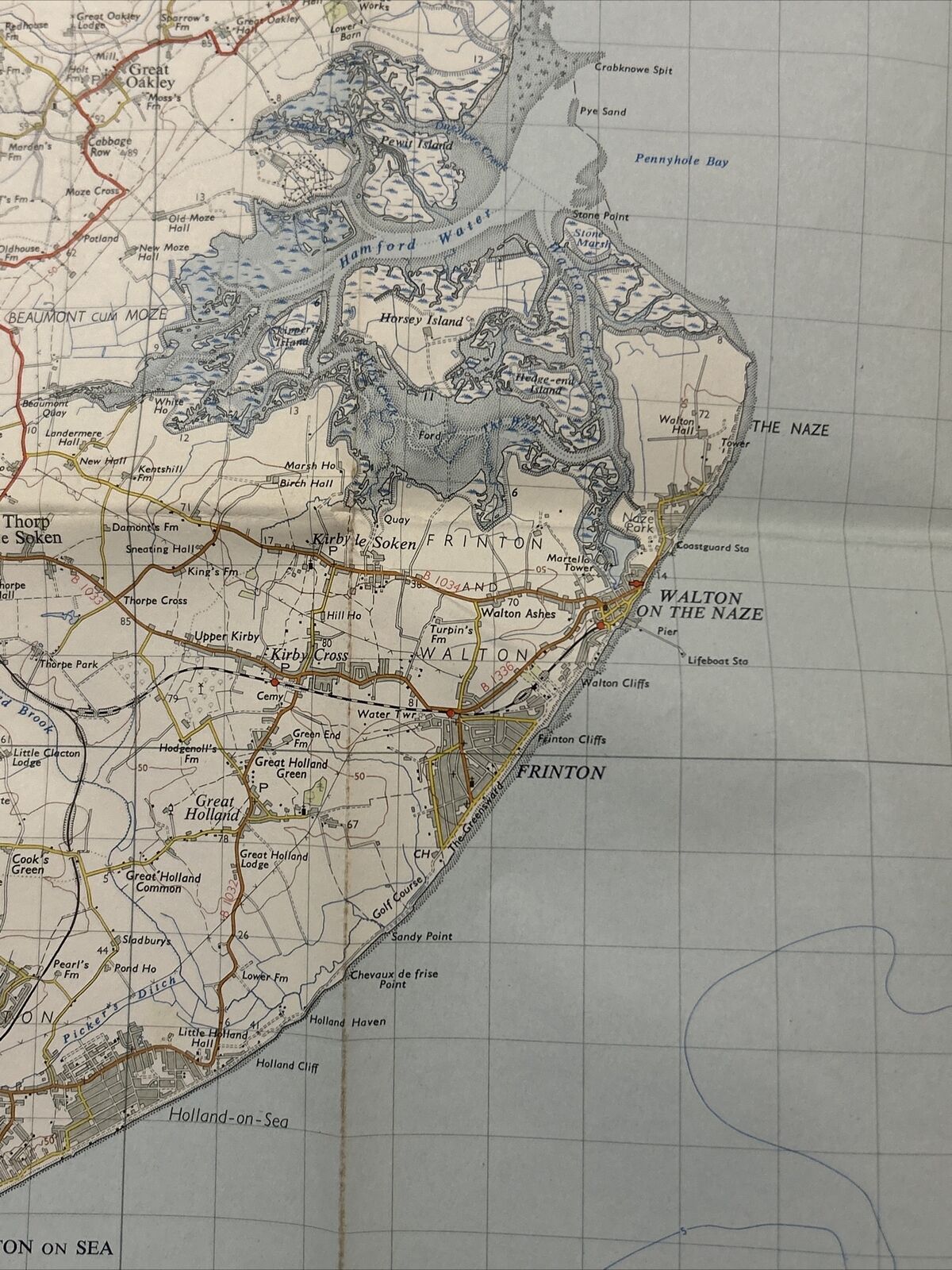 IPSWICH Ordnance Survey Seventh Series Paper One inch 1956 Sheet 150 Frinton