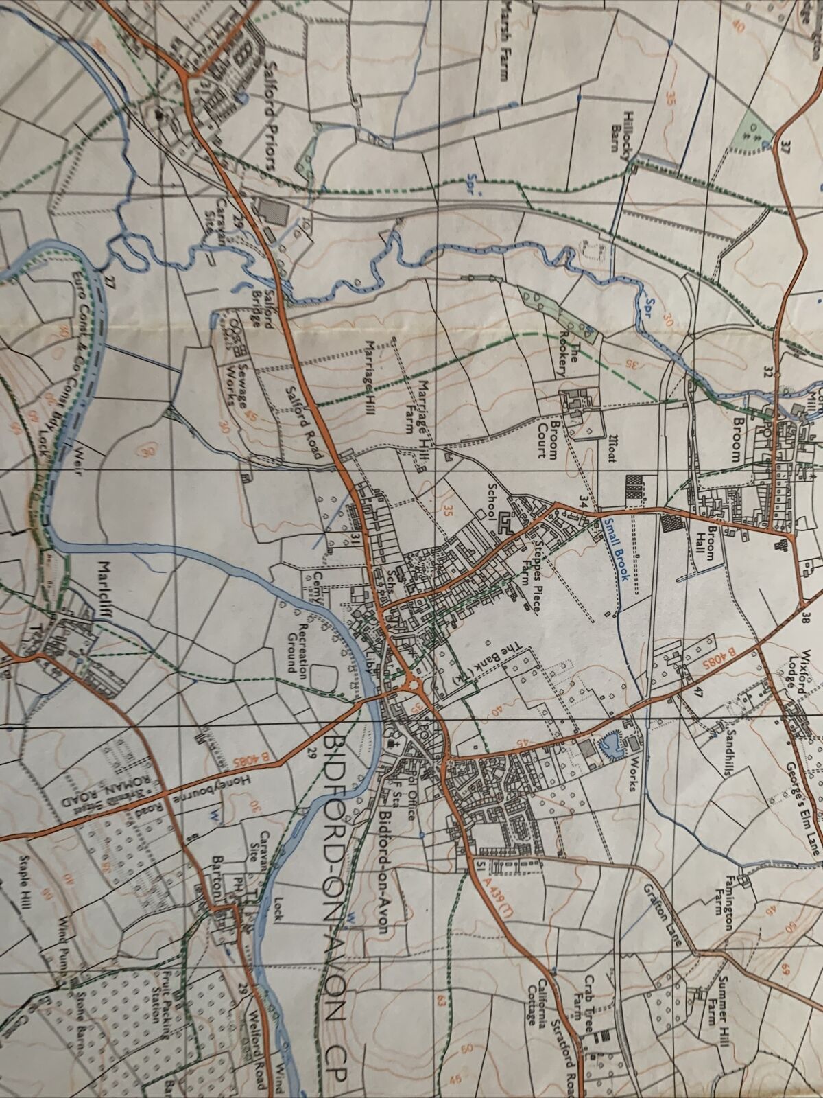 STRATFORD upon AVON West & ALCESTER Ordnance Survey Pathfinder Map 1982 SP05/15