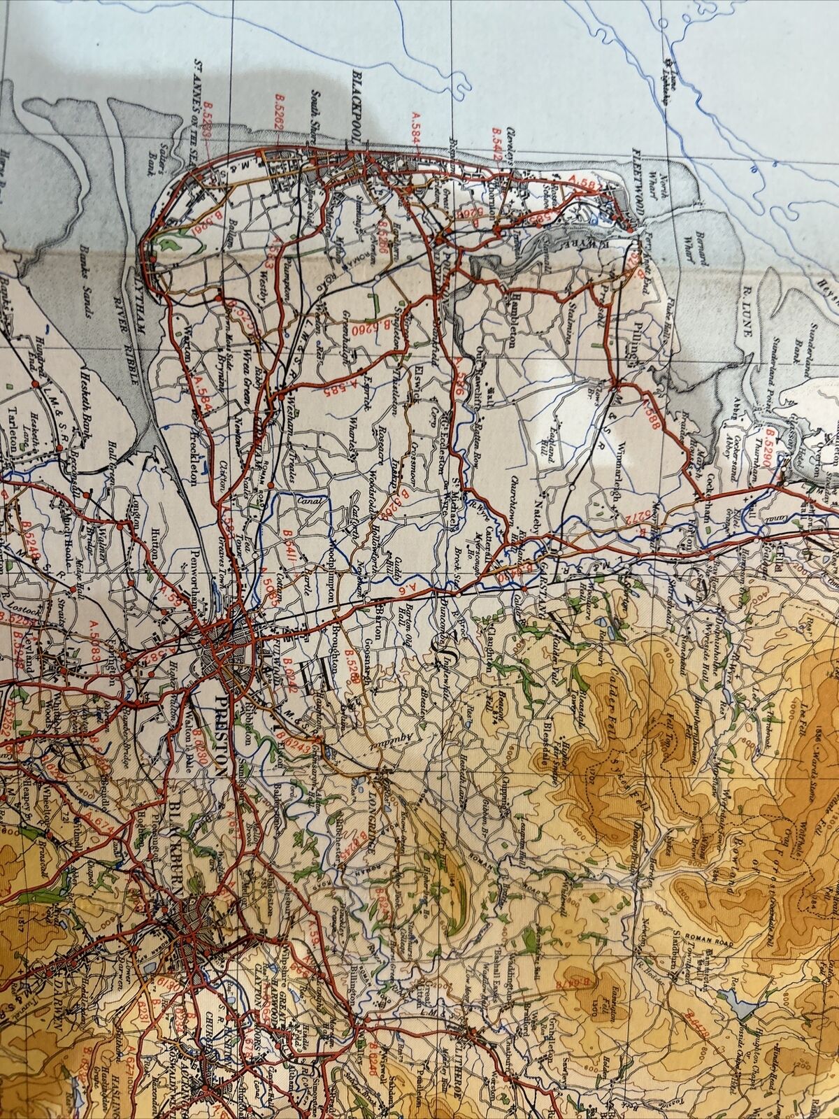 ENGLAND NORTH CENTRAL 1946 Ordnance Survey CLOTH Sheet 2 Quarter Inch Map