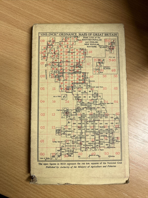 ABERYSTWYTH Ordnance Survey Cloth One Inch Map 1947 Sixth Edition Sheet 127