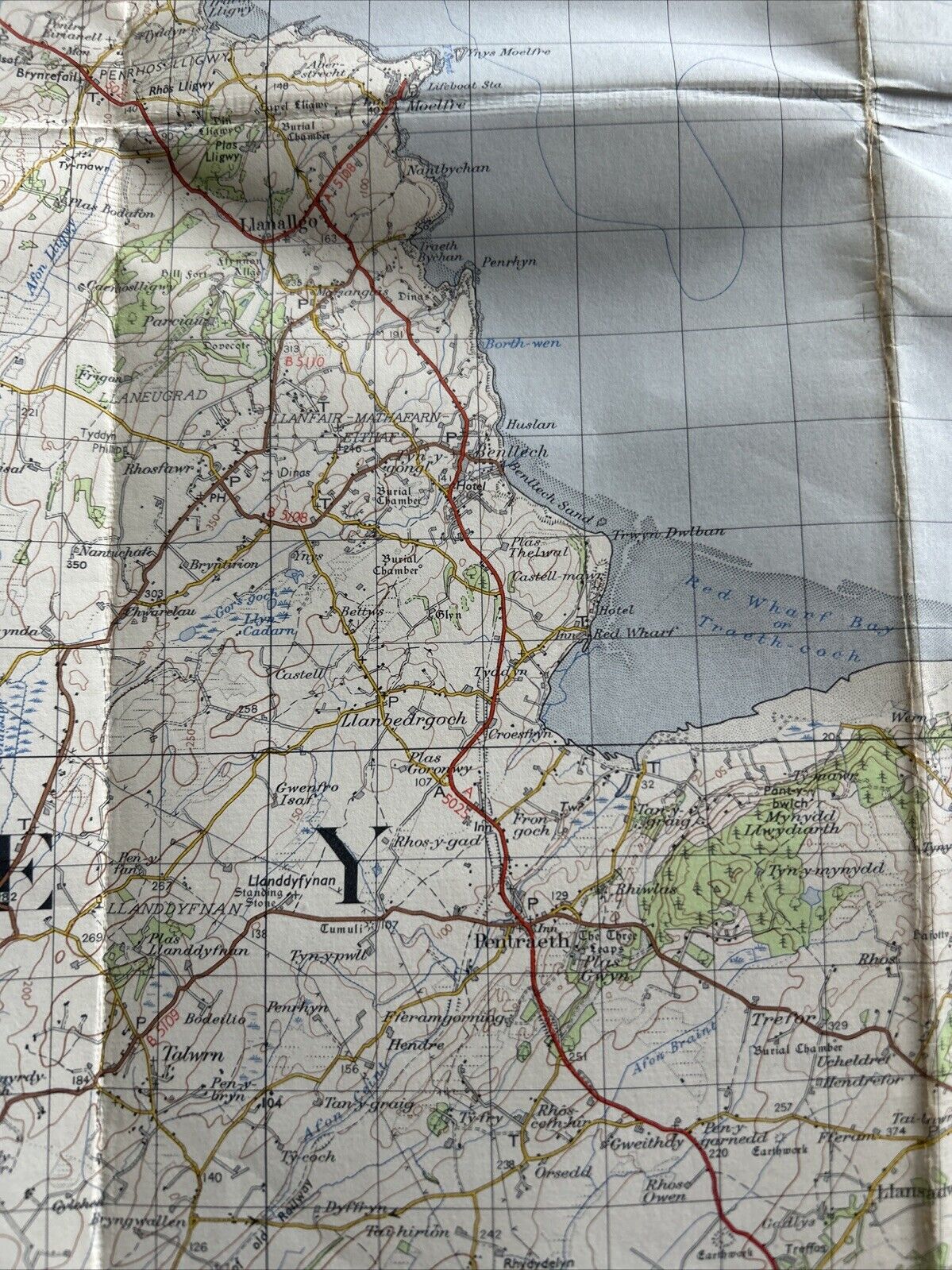 ANGLESEY - Ordnance Survey Cloth Seventh Series 1-inch 1962 Sheet 106 Holyhead