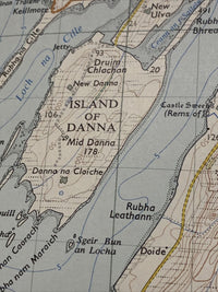 KNAPDALE Ordnance Survey CLOTH Map 1956 Seventh Series Sheet 58 Gigha Tarbert