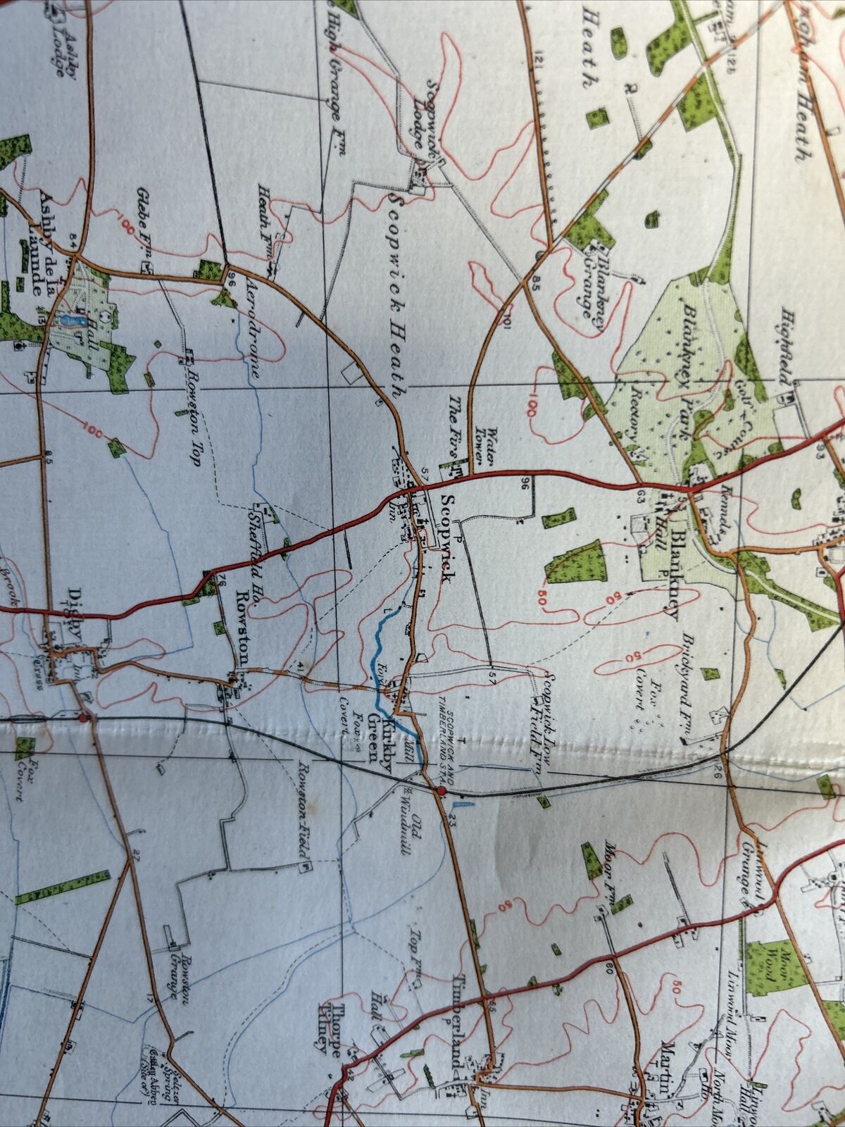 LINCOLN No 47 Ordnance Survey Popular One Inch Cloth Map 1928 Waddington Bardney