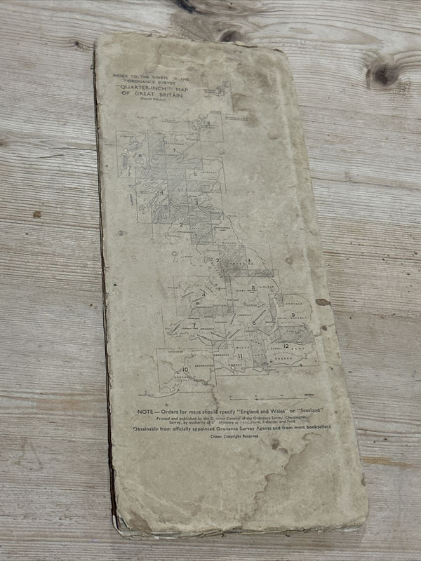 ENGLAND NORTH CENTRAL 1946 Ordnance Survey Paper Sheet 2 Quarter Inch Map