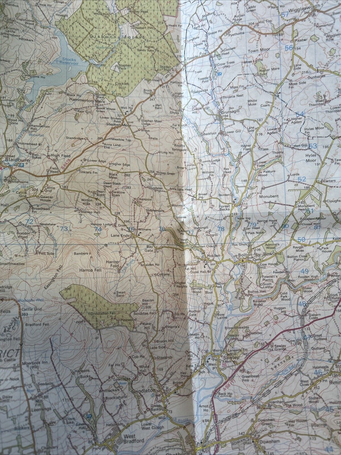 BLACKBURN & BURNLEY Landranger Paper Cover  Ordnance Survey  1:50,000 1984