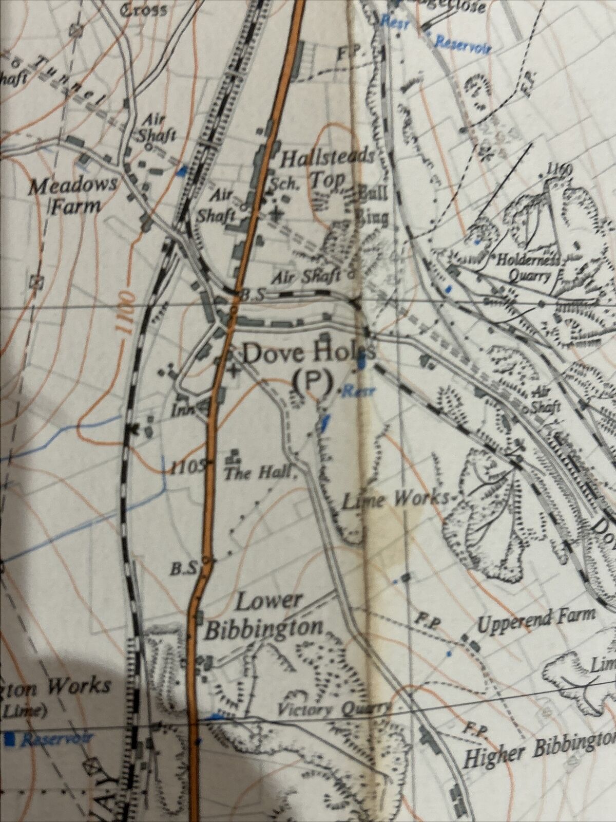 BUXTON LONG HILL DOVE HOLES - Ordnance Survey CLOTH Sheet 43/07 1:25000 1948