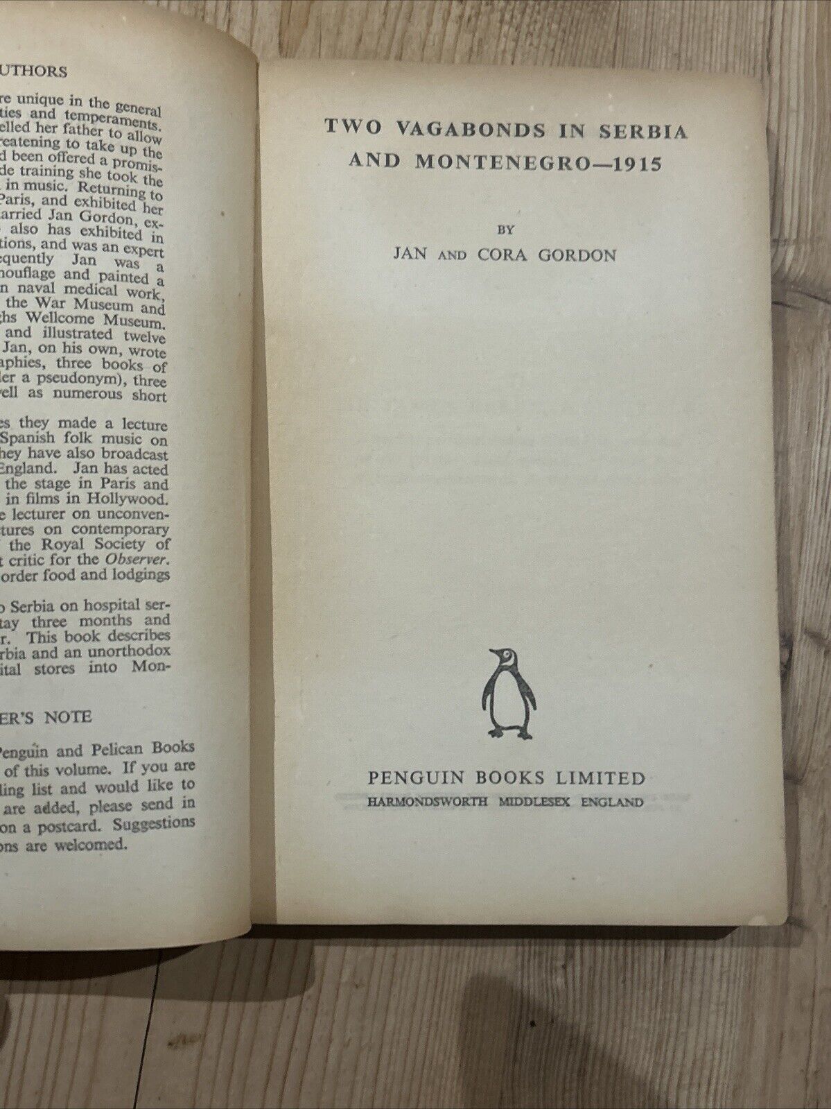 TWO VAGABONDS IN SERBIA & MONTENEGRO J & C Gordon Penguin Books No 223 1939 1st