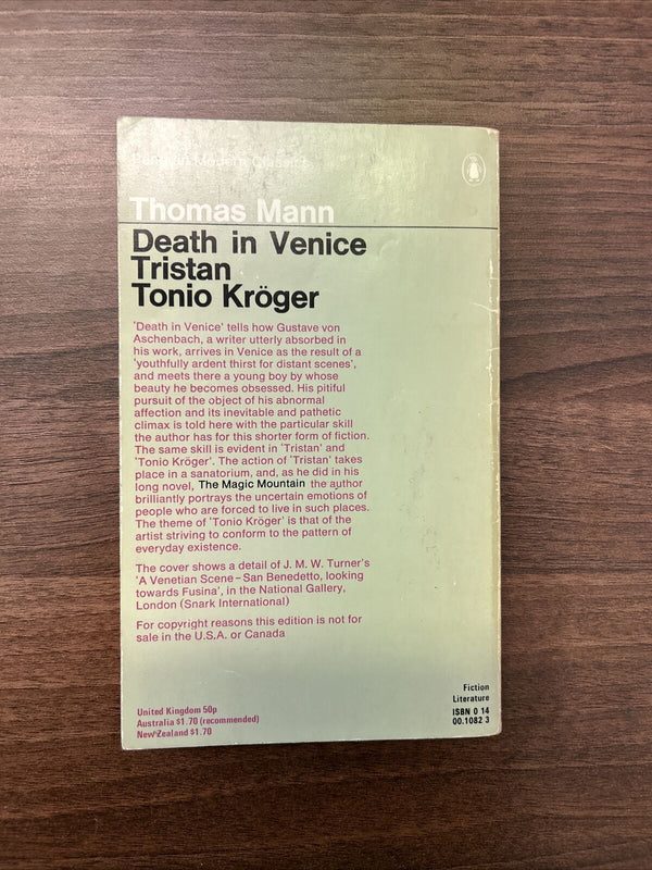 DEATH IN VENICE, TRISTAN, TONIO KROGER Thomas Mann Penguin Modern Classics 1975