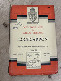 LOCHCARRON Ordnance Survey Paper Map One Inch 1957 Print Sheet 26