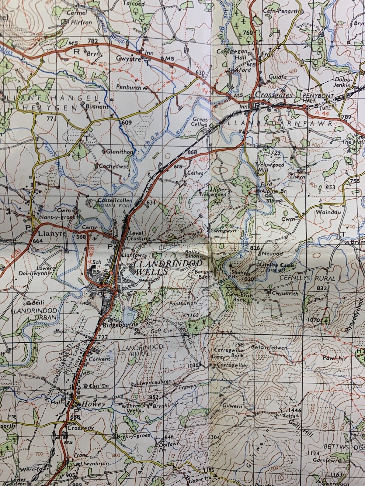 Montgomery & Llandrindod Wells Wales Ordnance Survey Map One Inch 1966 Sheet 128