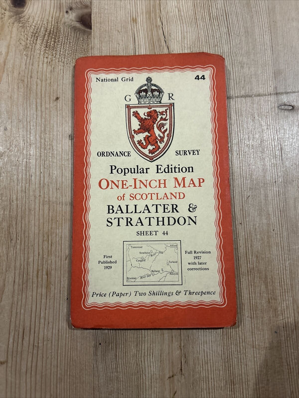 BALLATER & STRATHDON Ordnance Survey One Inch Sheet 44 Popular Edition 1929