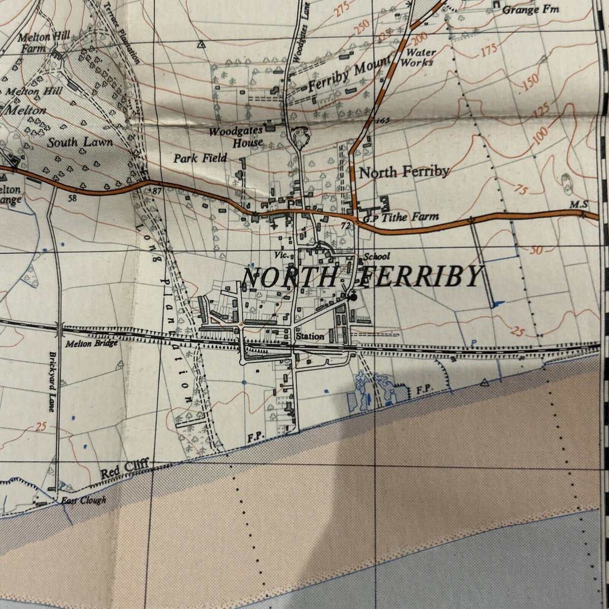 NORTH FERRIBY Ordnance Survey CLOTH Sheet 44/83 1:25000 1947 National Grid