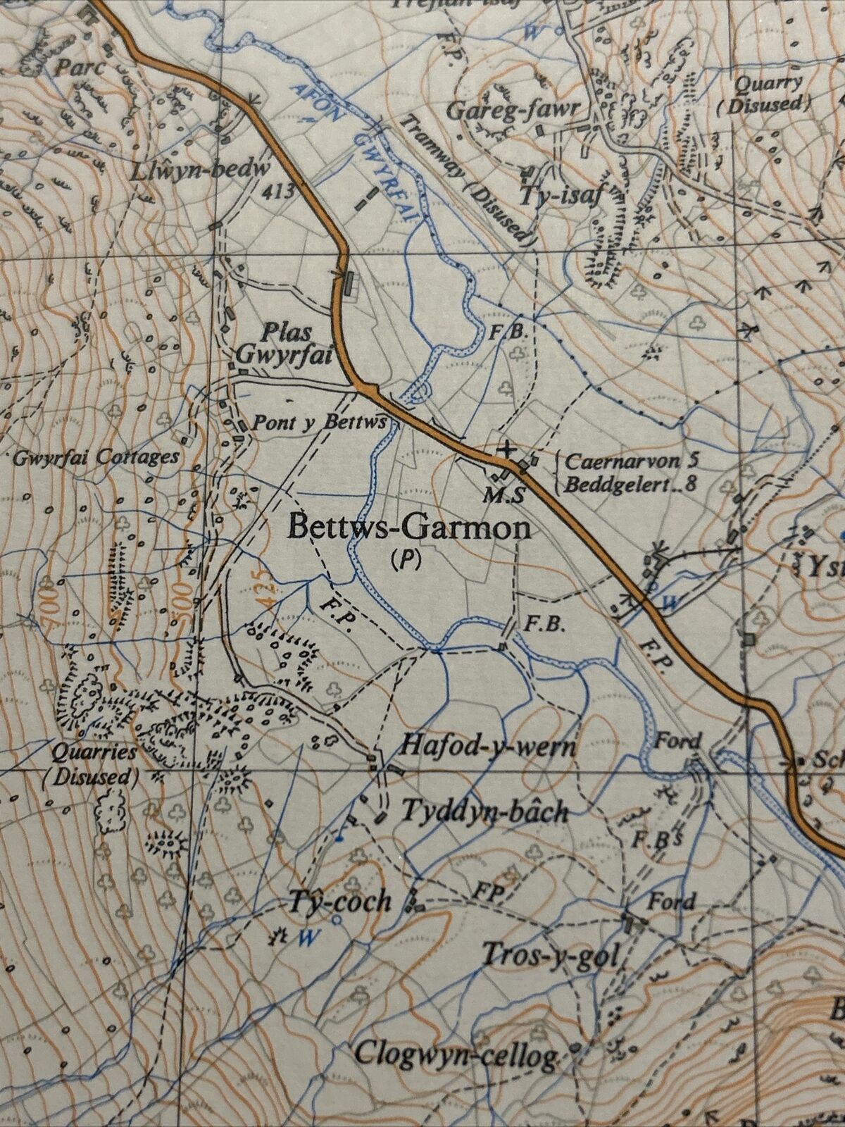 LLYN CWELLYN Ordnance Survey Sheet SH55 Map 1:25000 First Series 1953 Rhyd Ddu