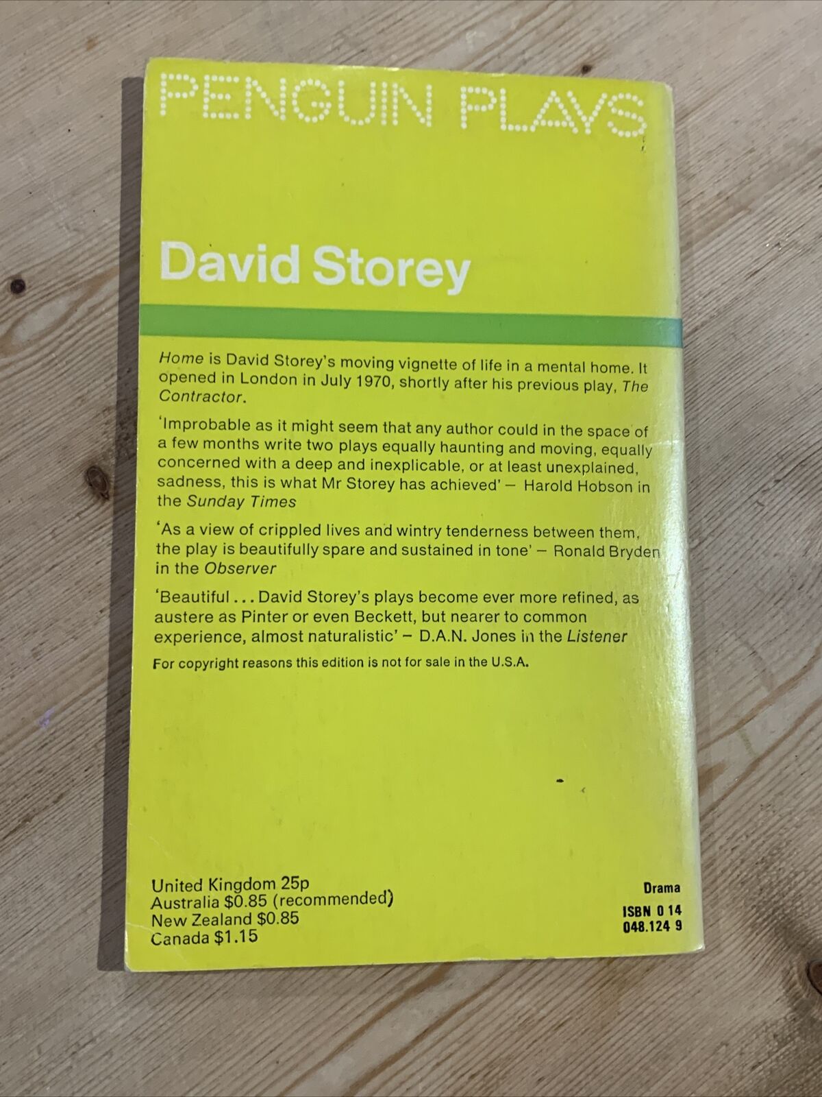 HOME - David Storey - Penguin Plays 1972 - Mental Home Psychiatric Drama