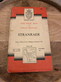 STRANRAER Ordnance Survey CLOTH One Inch Map Sheet 80 1963 Loch Ryan Luce Bay