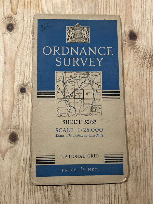 BUCKLAND Ordnance Survey CLOTH Sheet 52/33 1:25000 1948 BARKWAY Sandon