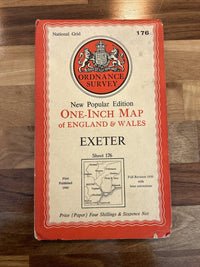 EXETER Ordnance Survey Sixth Series One inch 1946 Sheet 176 Sidmouth Chudleigh