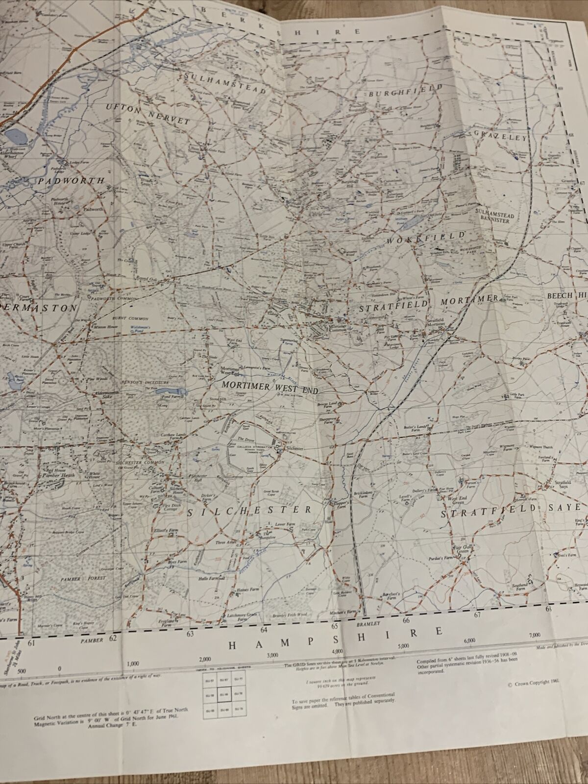 MORTIMER Ordnance Survey 2 And A Half Inch Map 1:25000 1961 Sheet SU66 Padworth