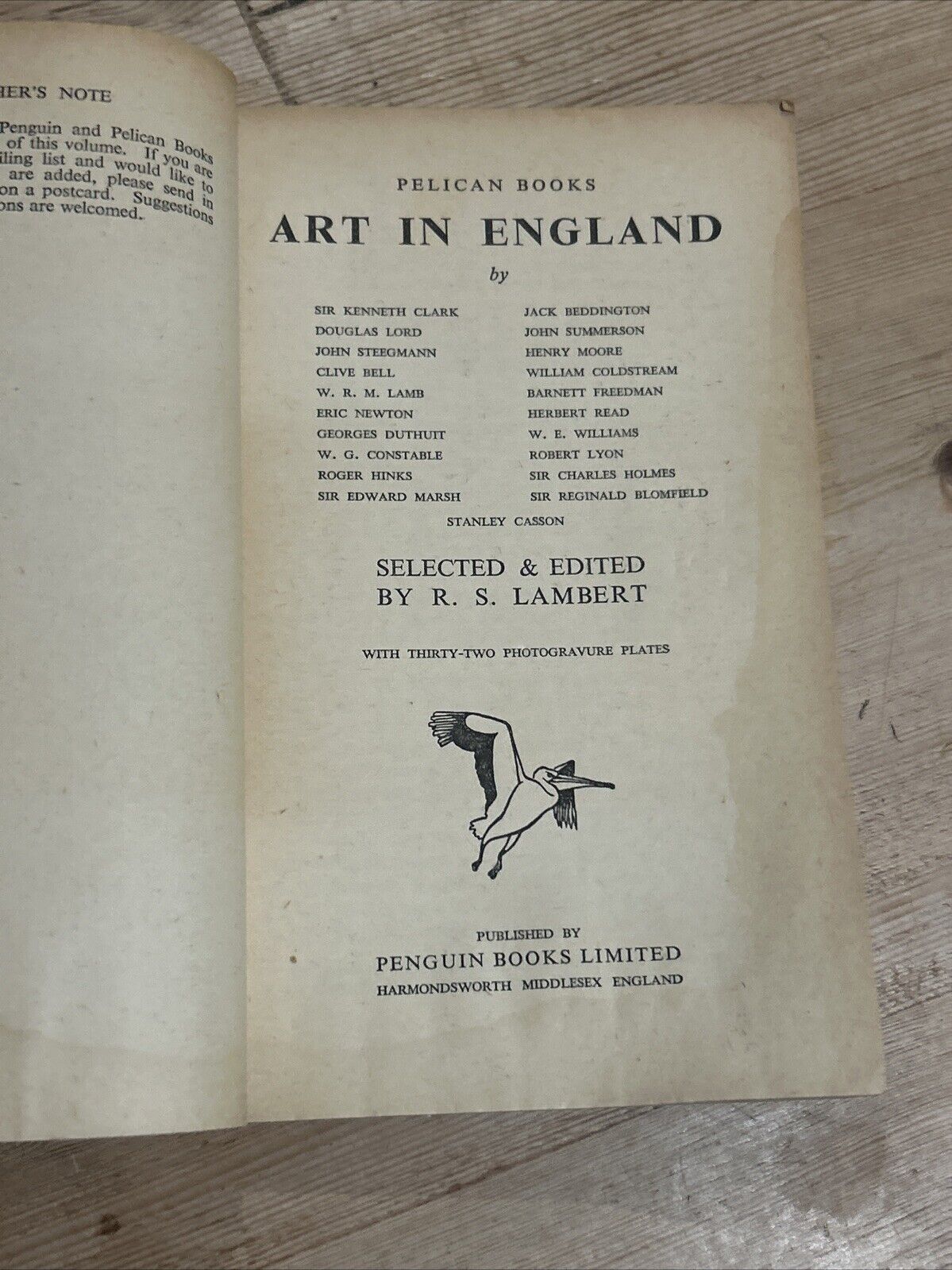 ART IN ENGLAND R S Lambert - Pelican Book No A38 1938 First