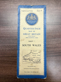 SOUTH WALES 1946 Ordnance Survey Paper Sheet 7 Quarter Inch Map Fourth Edition