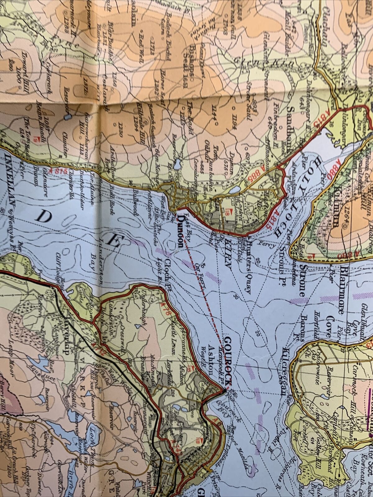 FIRTH OF CLYDE Scotland - Bartholomews Half Inch 1971 No 44 Arran Lomond Fyne