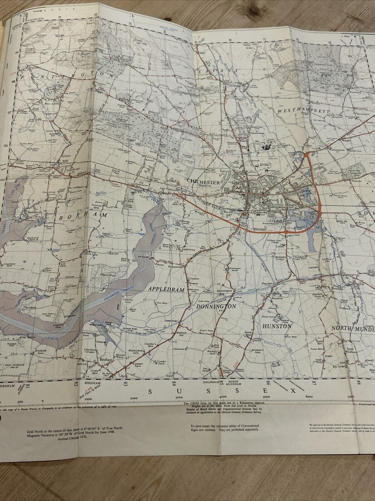 CHICHESTER Ordnance Survey Sheet SU80 1:25000 1949 Lavant National Grid