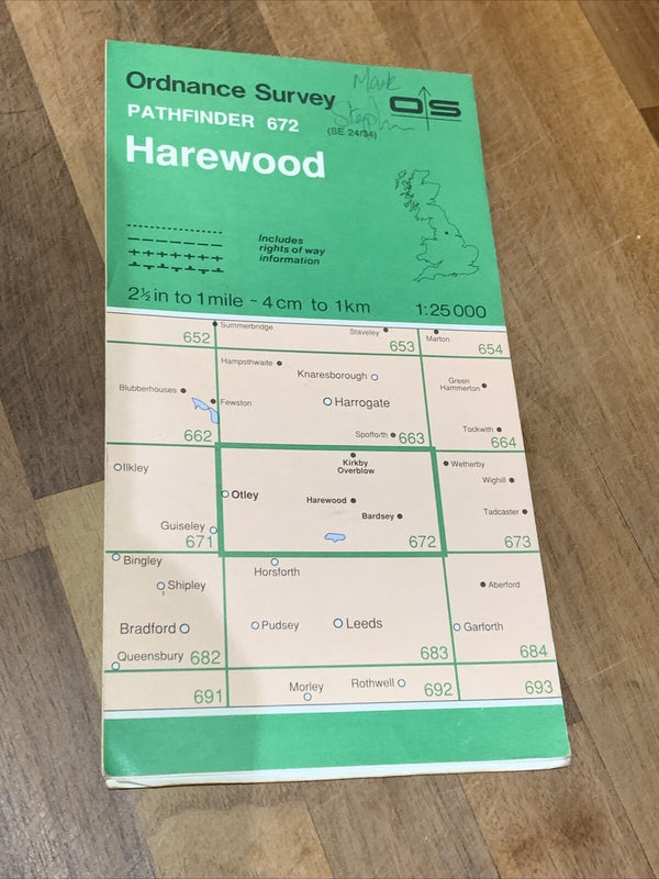 HAREWOOD Pathfinder Ordnance Survey 1:25000 1991 No 672 Bardsey Bramhope Otley