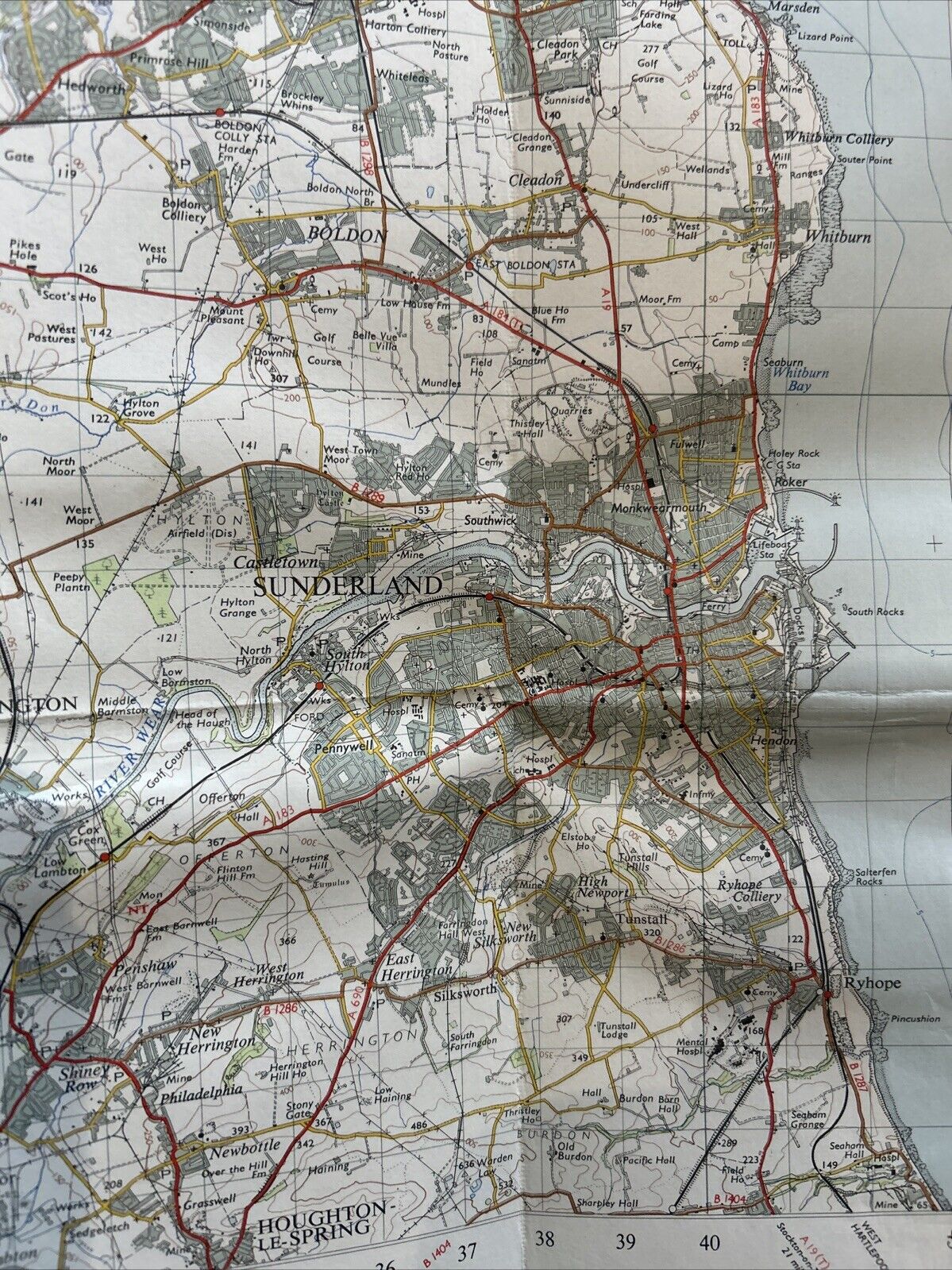 NEWCASTLE UPON TYNE Ordnance Survey Seventh Series CLOTH One inch 1961 Sheet 78