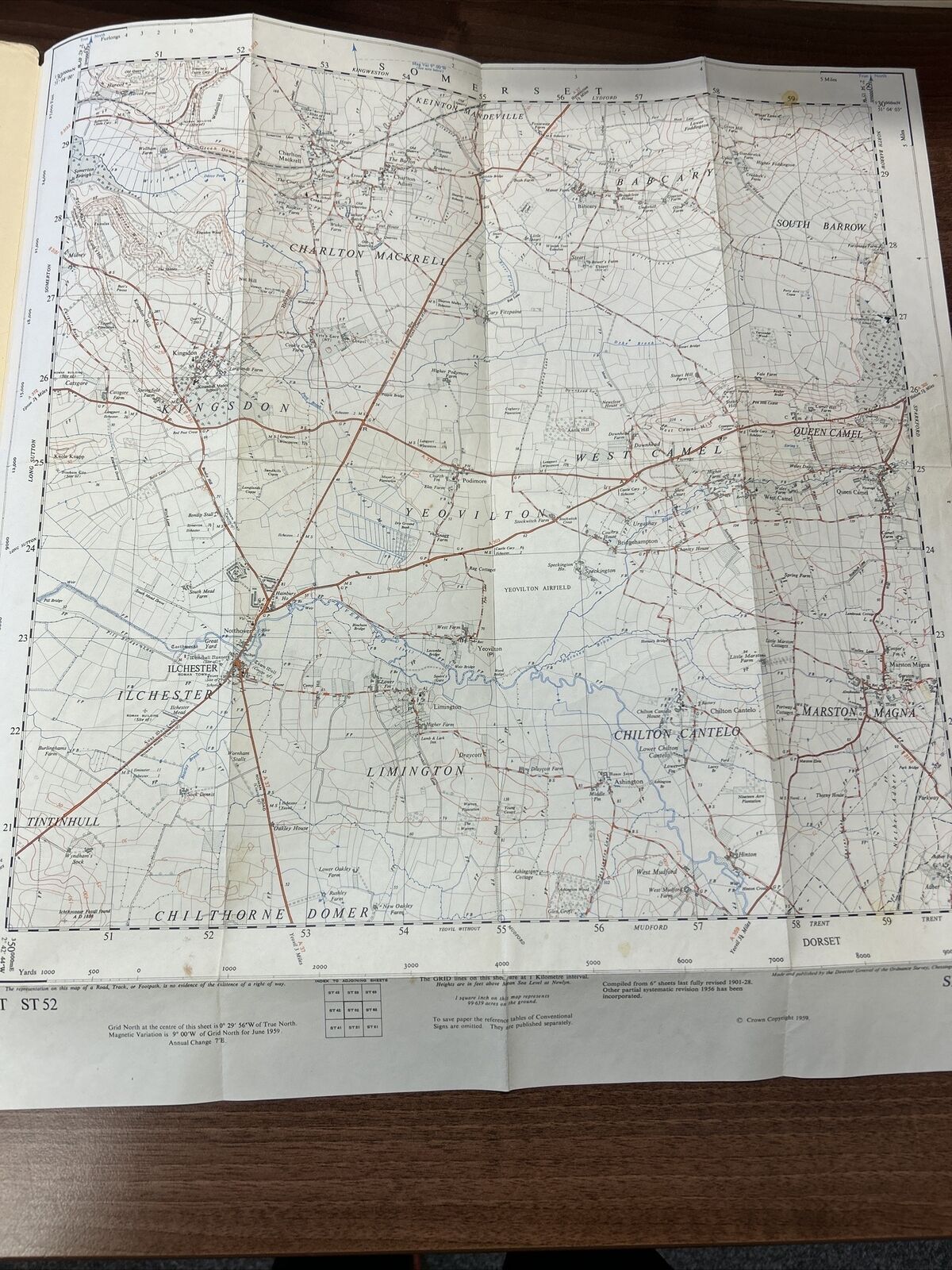 ILCHESTER Ordnance Survey Paper Sheet ST52 1:25000 1959 Kingsdon Queen Camel